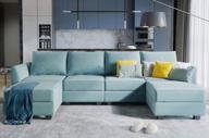 honbay oversized u shaped convertible sectional sofa with reversible chaise, aqua blue modular couch with ottomans for comfortable living логотип