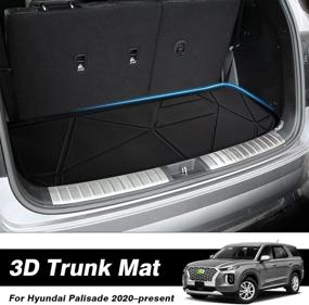 img 3 attached to 🚗 TTGBROS Custom Fit for Hyundai Palisade 2020-2023 All Weather Cargo Trunk Liner Floor Mat Non-Slip - Black, Behind 3rd Row, Rear Trunk Mat