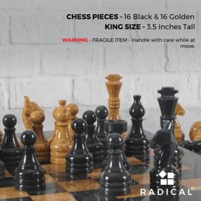 img 1 attached to Handmade Marble Chess Set - Black & Gold With Antique 32 Figure Set - Fits 16-20 Inch Chess Boards - Non-Wooden Game Pieces By RADICALn