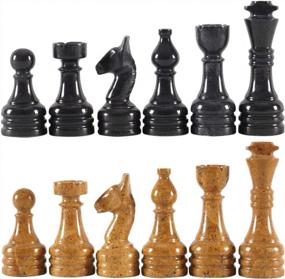 img 4 attached to Handmade Marble Chess Set - Black & Gold With Antique 32 Figure Set - Fits 16-20 Inch Chess Boards - Non-Wooden Game Pieces By RADICALn
