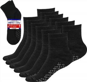 img 4 attached to Нескользящие диабетические носки для мужчин и женщин - черные носки свободного кроя до щиколотки, 6 пар от Debra Weitzner