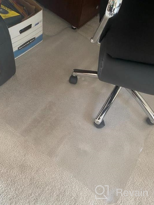 img 1 attached to Clear Hardwood Floor Chair Mat For Office: 47" X 47" Square PVC Transparent Under Desk Protector For Rolling Chairs review by Matt Heringer