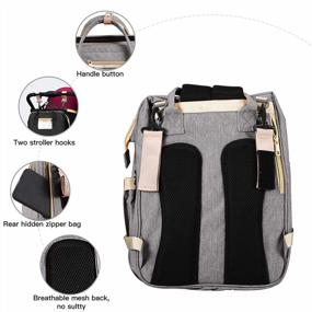 img 1 attached to Grey 3-In-1 Diaper Bag Backpack With Foldable Baby Bed, Stroller Straps, And Waterproof Design - Multifunctional Travel Baby Bag With Large Capacity And Changing Station - Mingto