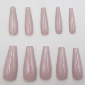 img 2 attached to 100Pc Long Ballerina False Nail Tips With Colored Coffin Press, Full Cover Manicure Design For Women And Teen Girls - Acrylic Nails In Khaki