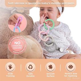 img 1 attached to 👶 Food Grade Silicone Baby Teething Toys with Pacifier Clip - Anti-Drop Chew Rings for Infants & Toddlers