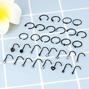 img 3 attached to Stylish 32 Piece Nose Ring Set For Men And Women By Longbeauty - Perfect For Cartilage, Tragus And Piercing Enthusiasts!