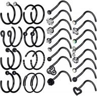stylish 32 piece nose ring set for men and women by longbeauty - perfect for cartilage, tragus and piercing enthusiasts! logo