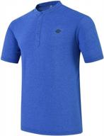 stay cool and comfortable on the golf course with airike men's dry fit henley polo shirt in sea blue logo