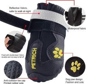 img 1 attached to CEESC Waterproof Dog Boots: Adjustable Reflective Straps, Anti-Slip Sole - Black, 4PCS