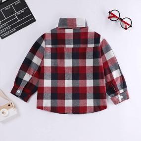 img 3 attached to Matching Plaid Flannel Long Sleeve T-Shirts For The Whole Family: Toddlers, Big Boys, Girls, Men, And Women