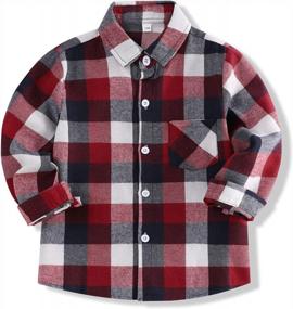 img 4 attached to Matching Plaid Flannel Long Sleeve T-Shirts For The Whole Family: Toddlers, Big Boys, Girls, Men, And Women