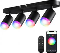 leonlite 30w smart led track lighting, 2.4g wifi rgb ceiling light with remote control compatible with alexa/google home/siri, app voice command 16 million colors dimmable 2400-5000k black logo