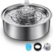 stainless steel cat water fountain with led light, automatic circulating pet water fountain - 2.0l/67oz, ultra-quiet pump, dishwasher safe - suitable for cats and puppies logo