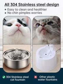 img 2 attached to Stainless Steel Cat Water Fountain with LED Light, Automatic Circulating Pet Water Fountain - 2.0L/67oz, Ultra-Quiet Pump, Dishwasher Safe - Suitable for Cats and Puppies