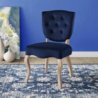 modway array midnight blue french vintage tufted dining chair: performance velvet, weathered wood design logo