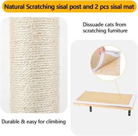 img 2 attached to Ultimate Wall Mounted Tall Cat Scratching Post: Activity Tree Tower with Floating Shelf, Climbing Step, and Interior Bed Area - Premium Handcrafted Wooden Furniture for Sleeping, Playing, Lounging, and Perching