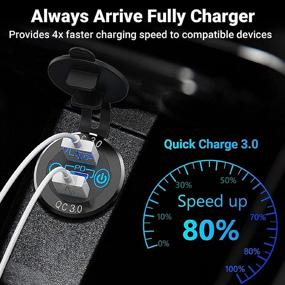 img 2 attached to 🚗 Waterproof 12V USB C Car Charger Socket with Touch Switch - Aluminum Metal 20W PD Type-C and 18W QC3.0 Multi Car USB Ports - Ideal for Car, Boat, Marine, RV, Golf Cart, Motorcycle