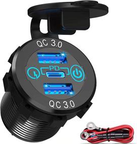 img 4 attached to 🚗 Waterproof 12V USB C Car Charger Socket with Touch Switch - Aluminum Metal 20W PD Type-C and 18W QC3.0 Multi Car USB Ports - Ideal for Car, Boat, Marine, RV, Golf Cart, Motorcycle