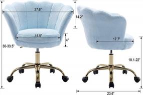 img 3 attached to Comfy Guyou Faux Fur Office Chair With Swivel Base, Gold Accents, And Upholstered Armchair Design - Ideal For Vanity Or Home Office Use By Girls And Women; Baby Blue Color Option Available