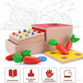 img 3 attached to 🎁 Montessori Toy Box Set for 1 Year Olds: Object Permanence, Coin Bank, Color Matching, Carrot Harvest Game - Educational Gifts for 10 Month+ Toddlers