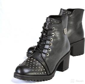 img 1 attached to Stylish Women's Distress Black Rocker Boots with Studded Instep: Milwaukee Performance MBL9426