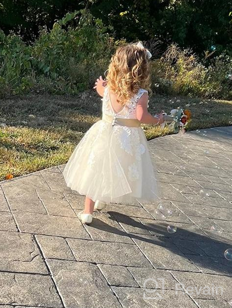 img 1 attached to 🏻 PLUVIOPHILY Miama Champagne Lace Tulle Wedding Flower Girl Dress: Perfect Junior Bridesmaid Attire review by Crystal Phillips