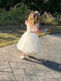 img 6 attached to 🏻 PLUVIOPHILY Miama Champagne Lace Tulle Wedding Flower Girl Dress: Perfect Junior Bridesmaid Attire