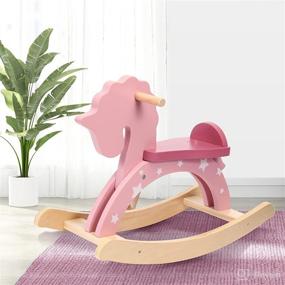 img 3 attached to 🐴 Labebe Rocking Horse for 1+ Year Old: Wooden Toddler Ride On Toy, Baby Animal Rocker, Great Gift for 1 Year Old - Pink