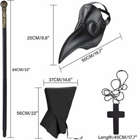img 4 attached to 4PCS Plague Doctor Mask PU Leather Long Nose Beak Masquerade With Cloak Necklace Scepter For Halloween Cosplay