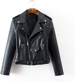 img 2 attached to Womens Trendy Collar Leather Jacket Women's Clothing and Coats, Jackets & Vests