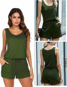 img 3 attached to Women'S Summer Sleeveless Scoop Neck Tank Top Short Jumpsuit Romper By ADOME