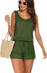 img 4 attached to Women'S Summer Sleeveless Scoop Neck Tank Top Short Jumpsuit Romper By ADOME