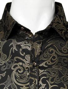 img 2 attached to Men'S Luxury Gold Prom Design Slim Fit Button Up Dress Shirt - ZEROYAA