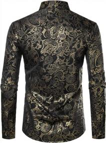 img 3 attached to Men'S Luxury Gold Prom Design Slim Fit Button Up Dress Shirt - ZEROYAA
