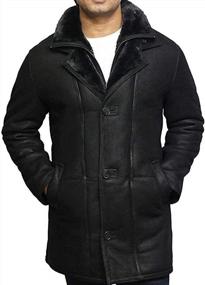 img 2 attached to Men'S Shearling Sheepskin Leather Duffle Trench Coat: Keep Warm In Style!