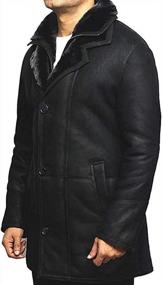 img 1 attached to Men'S Shearling Sheepskin Leather Duffle Trench Coat: Keep Warm In Style!