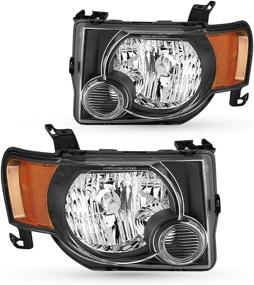 img 4 attached to TUSDAR Headlights Assembly Set For 2008-2012 Ford Escape SUV Headlamps (Black Housing With Amber Reflector)