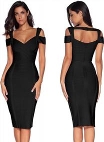 img 2 attached to Women'S Off Shoulder V Neck Bandage Clubwear Party Bodycon Dress By Meilun