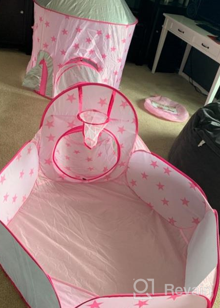 img 1 attached to 3-In-1 Toddler Play Tent With Crawl Tunnel, Ball Pit And Basketball Hoop For Girls - Pop Up Playhouse For Kids - Indoor/Outdoor Play Area - Perfect Gift (Colorful Balls Not Included) review by Tyrell Christmas