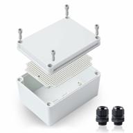 watertight electrical outdoor enclosure plastic project box, ip67 abs junction waterproof case, 6.9"x4.9"x3.9" (175125100mm) with mounting plate and 2 pg13.5 glands, ideal for electronics projects logo