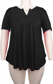 img 2 attached to Women'S Plus Size Tunic Tops Summer Short Sleeve V Neck Blouses Ruffle Flowy Button Up T Shirts - ALLEGRACE