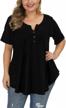 women's plus size tunic tops summer short sleeve v neck blouses ruffle flowy button up t shirts - allegrace logo