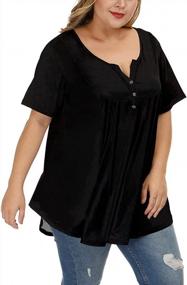 img 1 attached to Women'S Plus Size Tunic Tops Summer Short Sleeve V Neck Blouses Ruffle Flowy Button Up T Shirts - ALLEGRACE