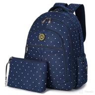 🎒 qimiaobaby diaper bag: stylish blue dots storage backpack for hassle-free baby travel logo