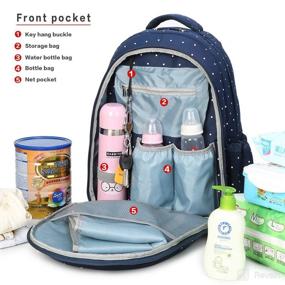 img 3 attached to 🎒 Qimiaobaby Diaper Bag: Stylish Blue Dots Storage Backpack for Hassle-Free Baby Travel