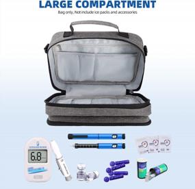img 3 attached to KGMCARE Insulin Cooler Travel Case With Shoulder Strap, Portable Diabetic Medication Organizer Bag For Diabetic Supplies, Insulin Pens, Vials, Blood Sugar Test Strips, Medicine (Style2 Gray)