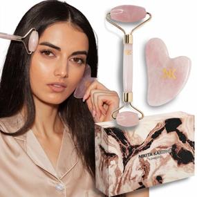 img 4 attached to 💎 KARIZMA Jade Roller and Gua Sha Massage Tool Set - Premium Rose Quartz Jade Stone Face Roller and Gua Sha Set with Authentic Crystals! Luxury Gift Boxed Facial and Eye Roller, Skin Scraper Guasha Tool For Face