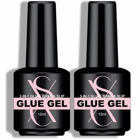 img 4 attached to 2PCS SXC Cosmetics 3 In 1 Brush On Gel Nail Glue, 15 мл - идеально подходит для накладных ногтей, гелевого лака для ногтей и акриловых ногтей (G40)