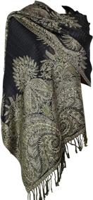 img 4 attached to Achillea Reversible Paisley Pashmina Seagreen Women's Accessories : Scarves & Wraps