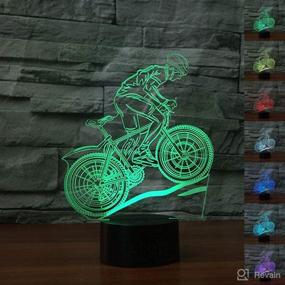 img 4 attached to 3D Optical Illusion Colorful Night Light Mountain Bike Touch Switch USB Powered LED Desk Decoration Lamp